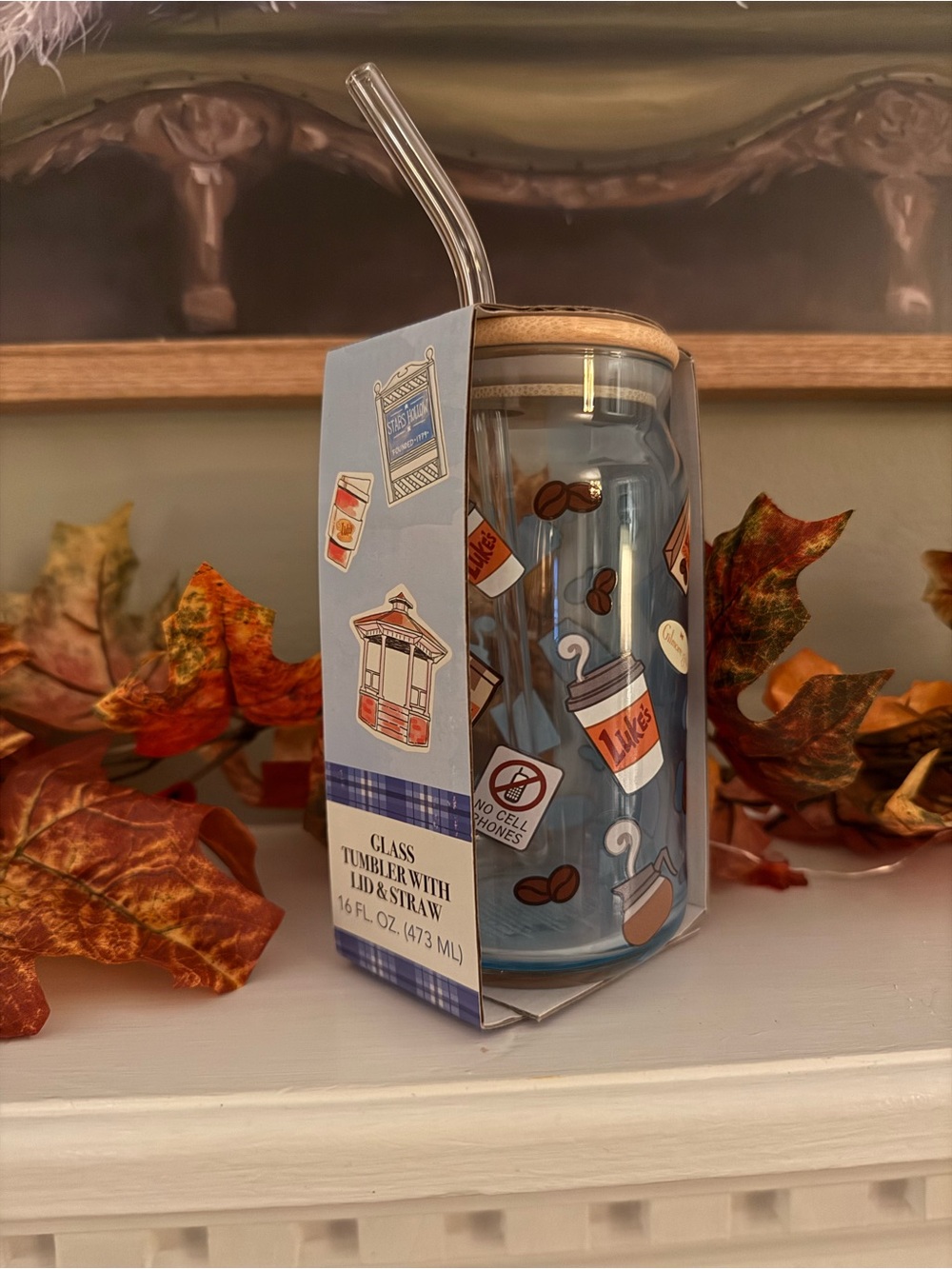 Gilmore Girls Luke’s Diner Glass Tumbler with Lid & Straw